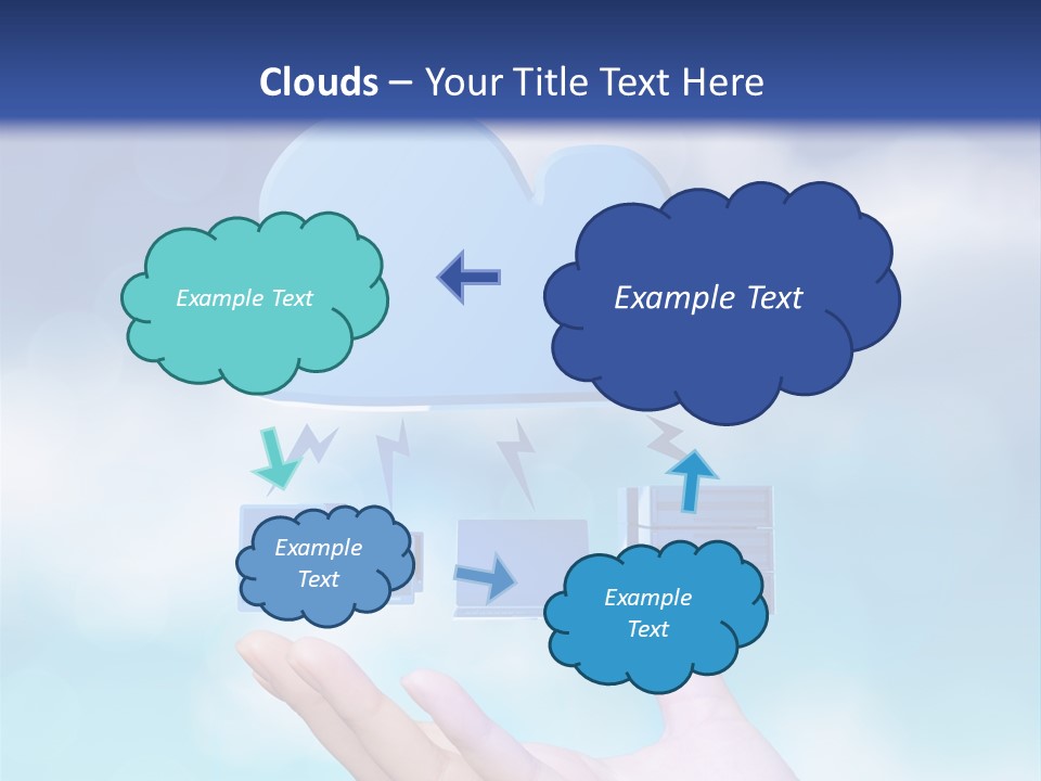 A Hand Holding A Blue Cloud With A Cloud On Top Of It PowerPoint Template