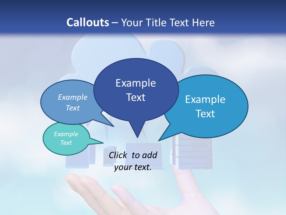 A Hand Holding A Blue Cloud With A Cloud On Top Of It PowerPoint Template
