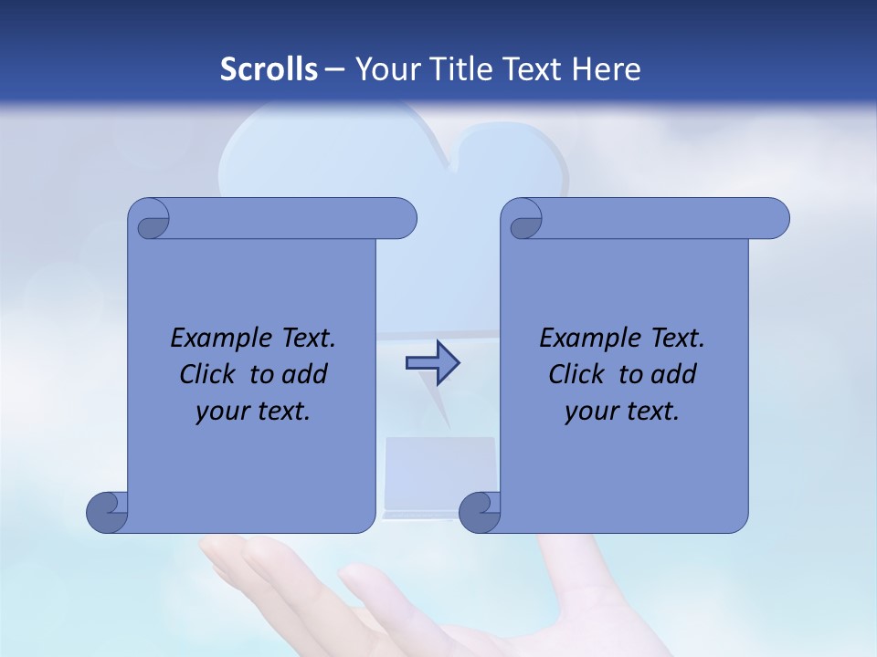 A Hand Holding A Blue Cloud With A Cloud On Top Of It PowerPoint Template