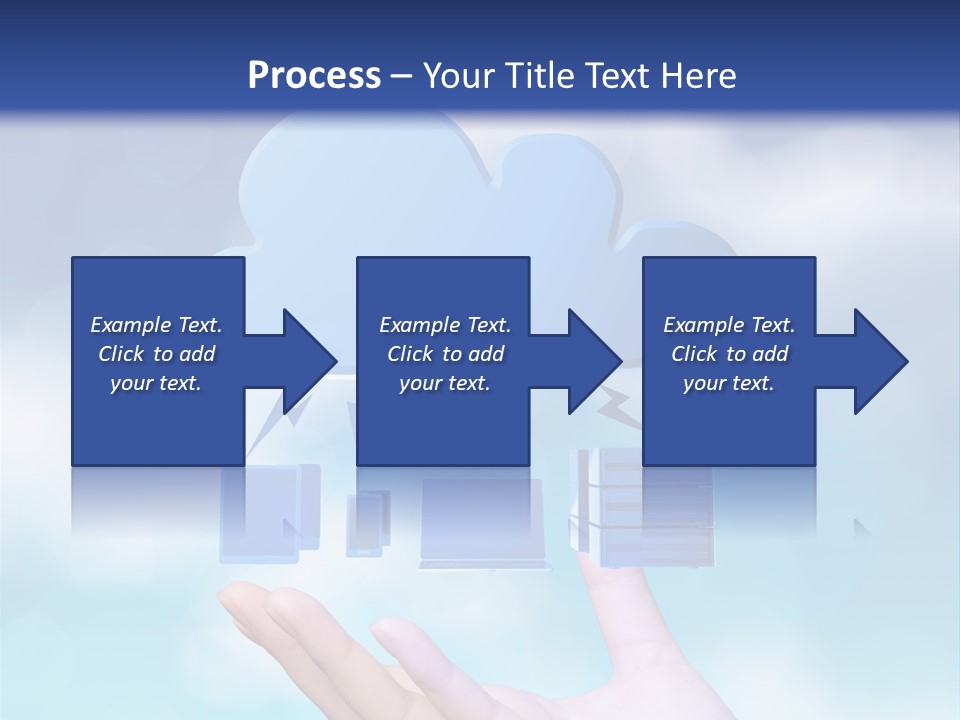 A Hand Holding A Blue Cloud With A Cloud On Top Of It PowerPoint Template