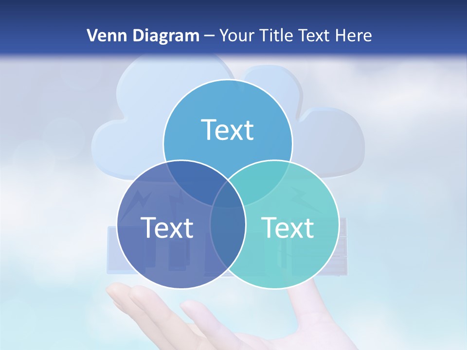 A Hand Holding A Blue Cloud With A Cloud On Top Of It PowerPoint Template