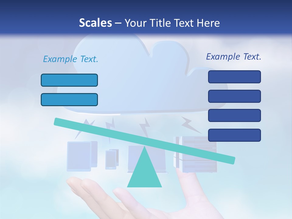 A Hand Holding A Blue Cloud With A Cloud On Top Of It PowerPoint Template