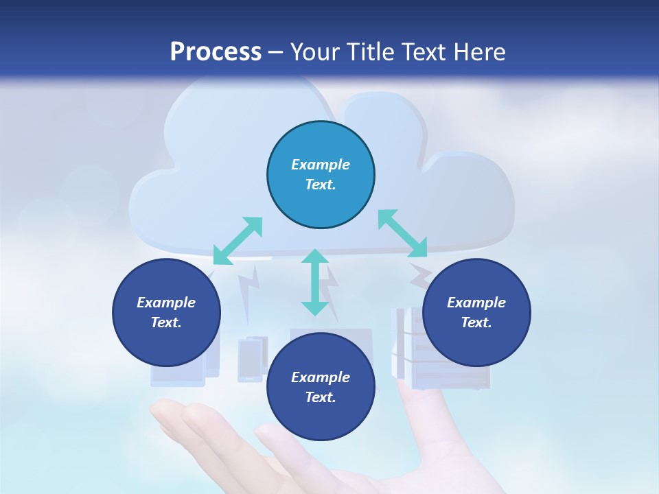 A Hand Holding A Blue Cloud With A Cloud On Top Of It PowerPoint Template