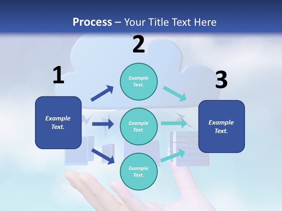 A Hand Holding A Blue Cloud With A Cloud On Top Of It PowerPoint Template