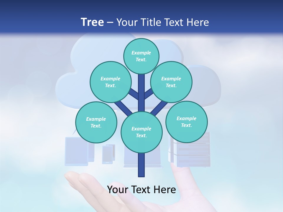 A Hand Holding A Blue Cloud With A Cloud On Top Of It PowerPoint Template