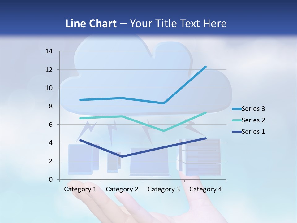 A Hand Holding A Blue Cloud With A Cloud On Top Of It PowerPoint Template