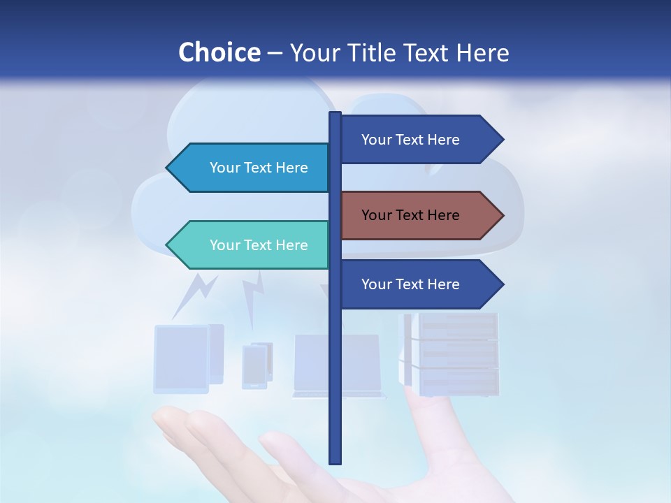 A Hand Holding A Blue Cloud With A Cloud On Top Of It PowerPoint Template