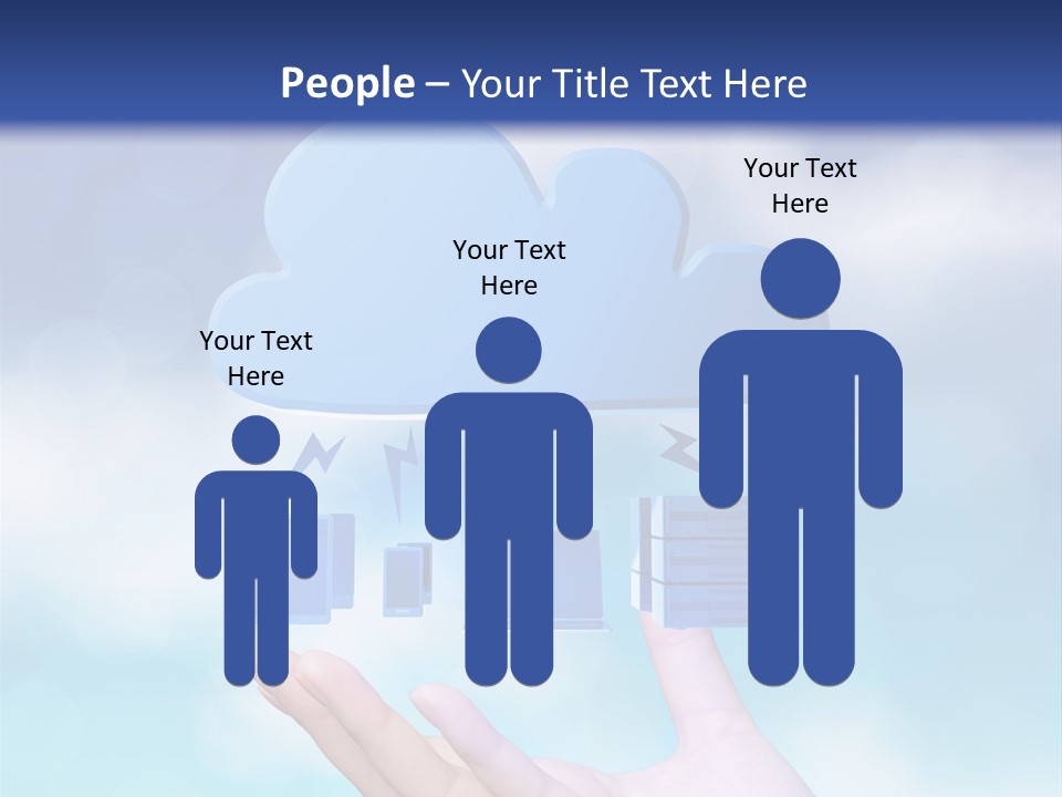 A Hand Holding A Blue Cloud With A Cloud On Top Of It PowerPoint Template