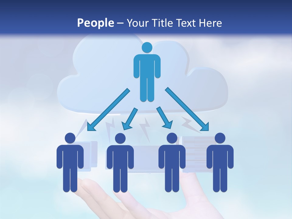 A Hand Holding A Blue Cloud With A Cloud On Top Of It PowerPoint Template