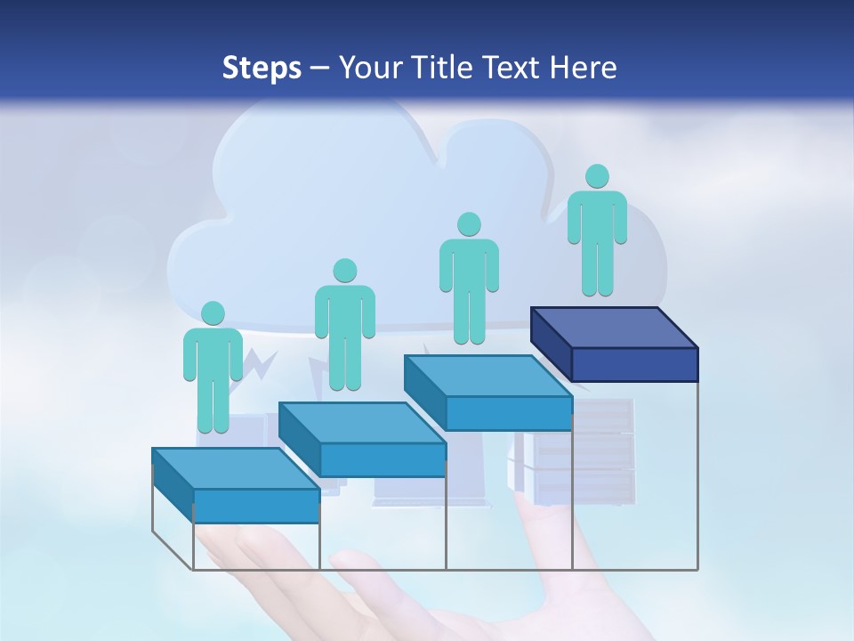 A Hand Holding A Blue Cloud With A Cloud On Top Of It PowerPoint Template