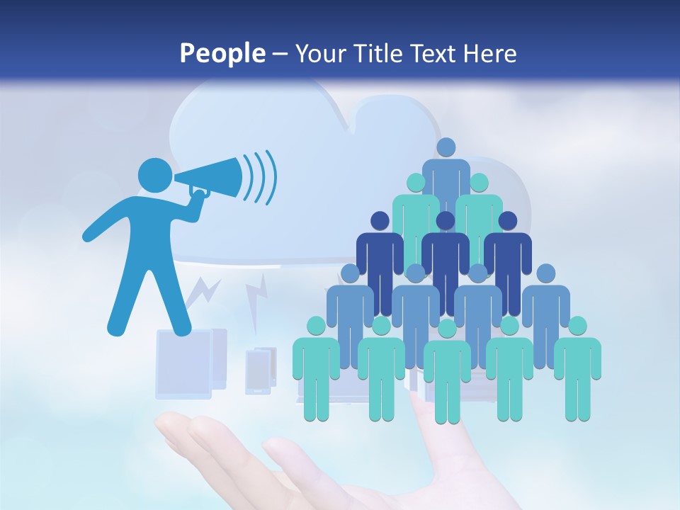 A Hand Holding A Blue Cloud With A Cloud On Top Of It PowerPoint Template
