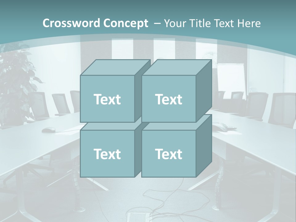 A Conference Room With A Long Table And Chairs PowerPoint Template