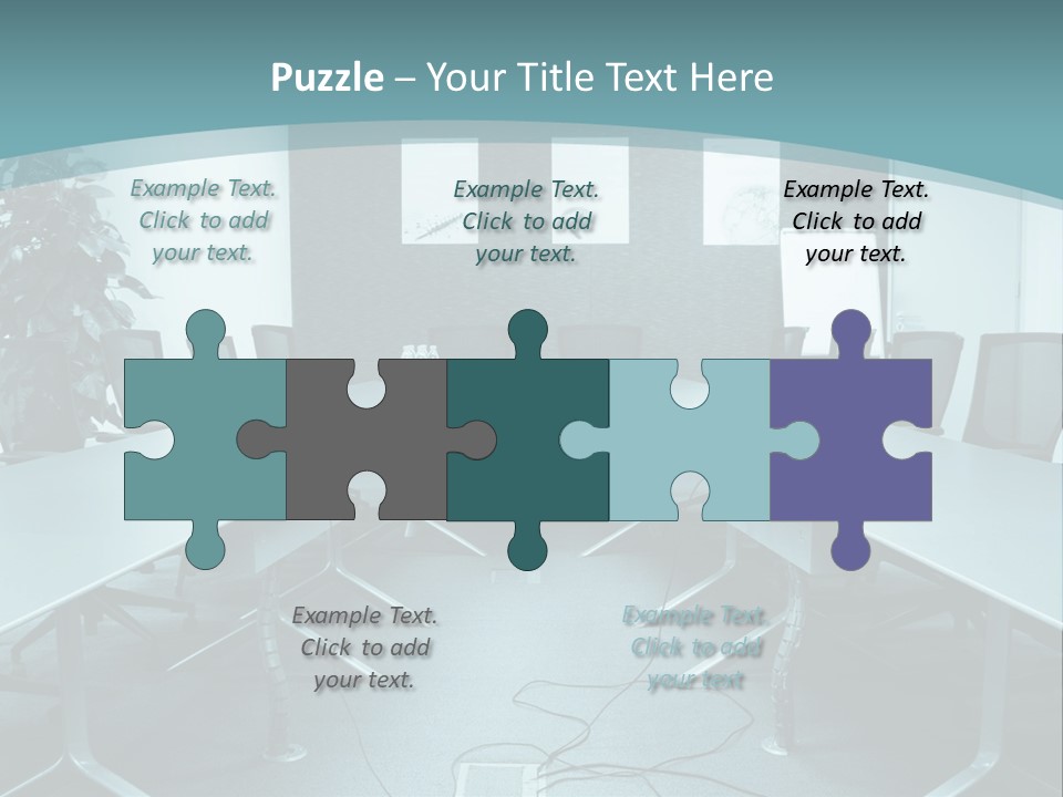 A Conference Room With A Long Table And Chairs PowerPoint Template