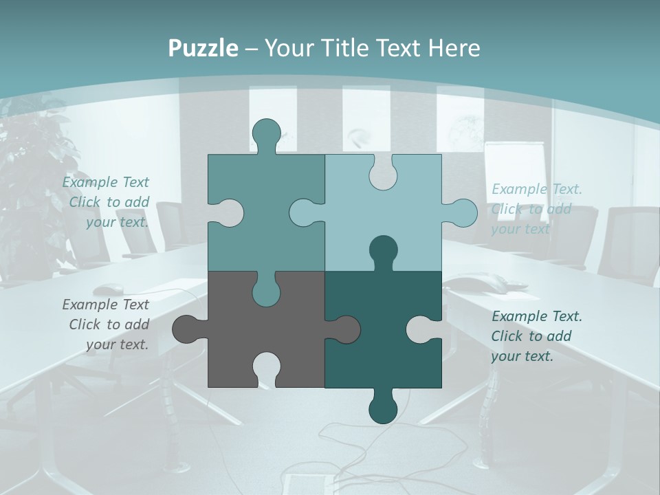 A Conference Room With A Long Table And Chairs PowerPoint Template