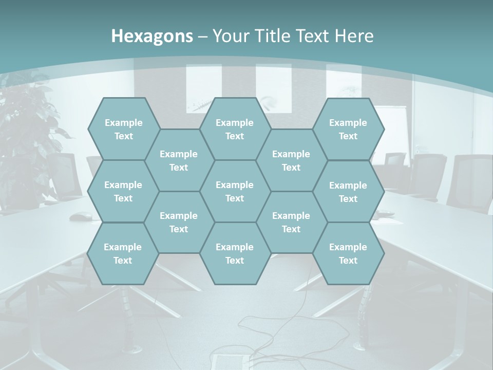 A Conference Room With A Long Table And Chairs PowerPoint Template