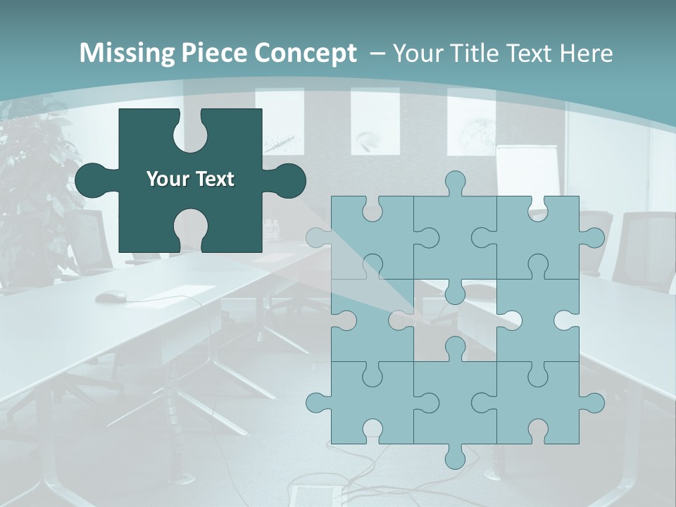 A Conference Room With A Long Table And Chairs PowerPoint Template