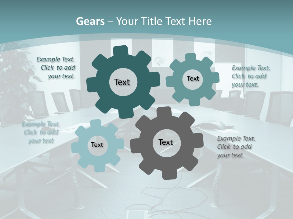 A Conference Room With A Long Table And Chairs PowerPoint Template