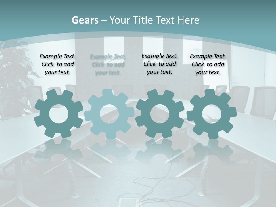 A Conference Room With A Long Table And Chairs PowerPoint Template