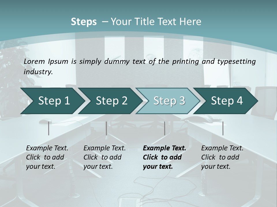 A Conference Room With A Long Table And Chairs PowerPoint Template