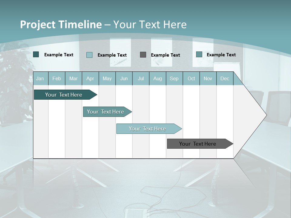 A Conference Room With A Long Table And Chairs PowerPoint Template