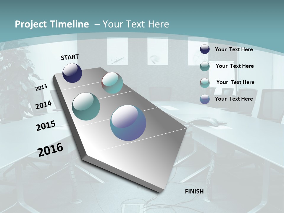 A Conference Room With A Long Table And Chairs PowerPoint Template
