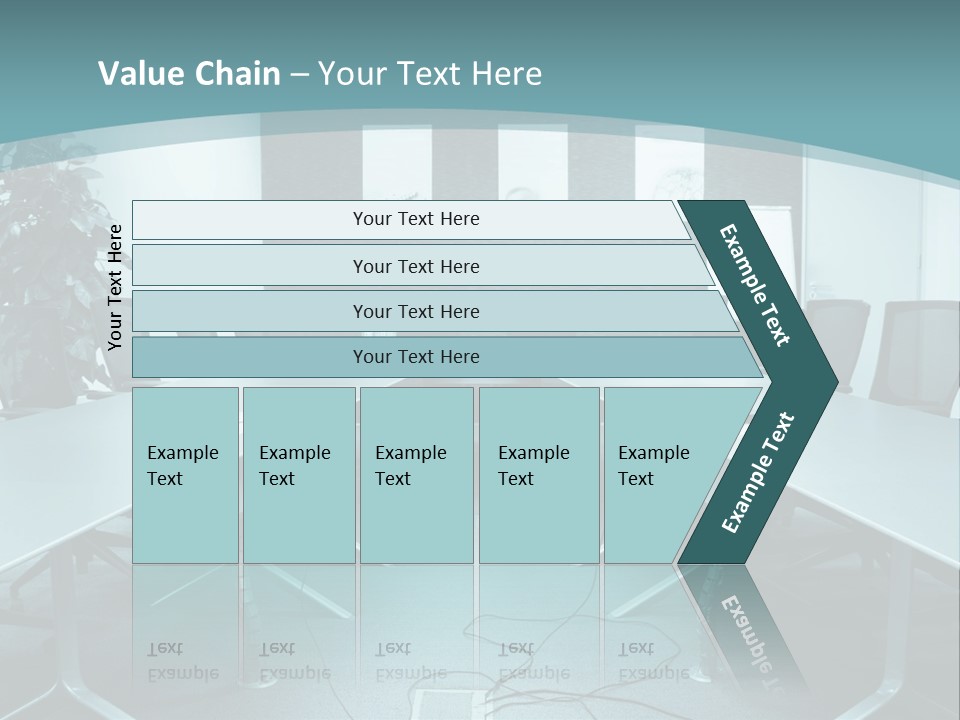 A Conference Room With A Long Table And Chairs PowerPoint Template