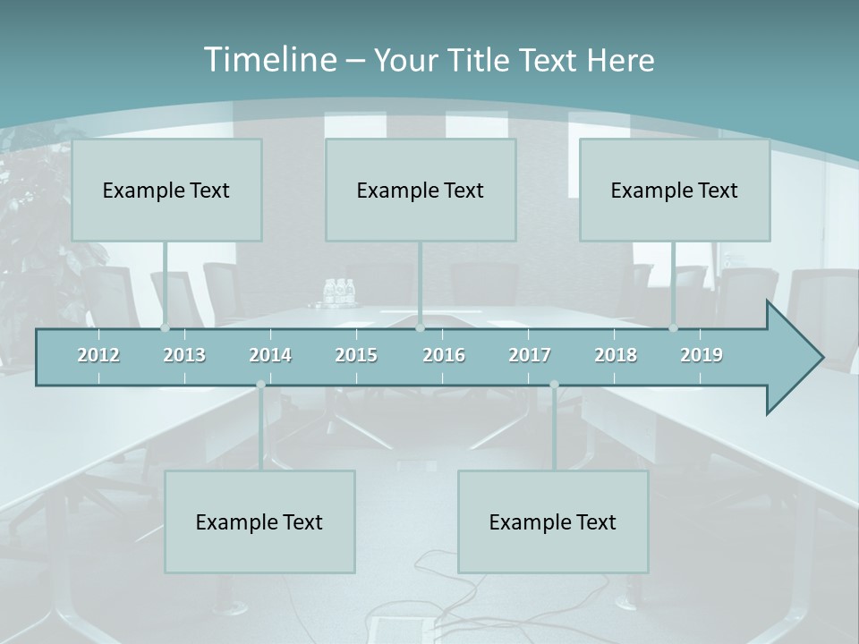 A Conference Room With A Long Table And Chairs PowerPoint Template