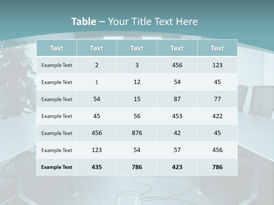A Conference Room With A Long Table And Chairs PowerPoint Template