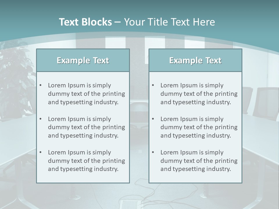 A Conference Room With A Long Table And Chairs PowerPoint Template