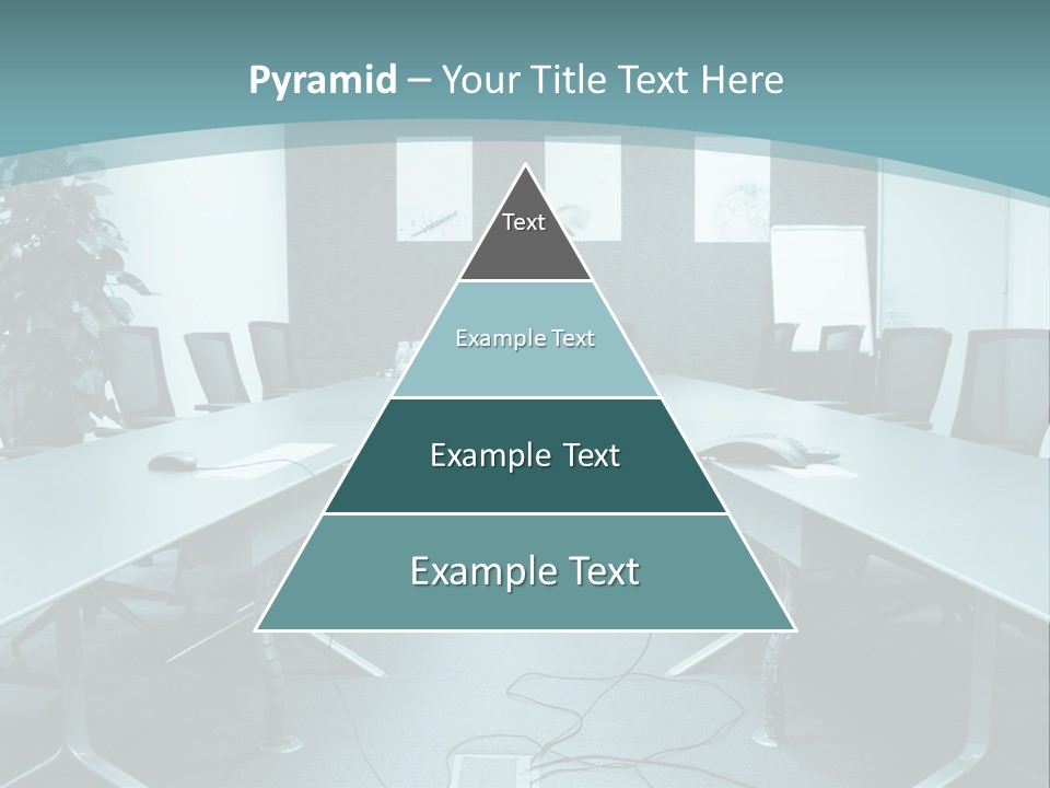 A Conference Room With A Long Table And Chairs PowerPoint Template