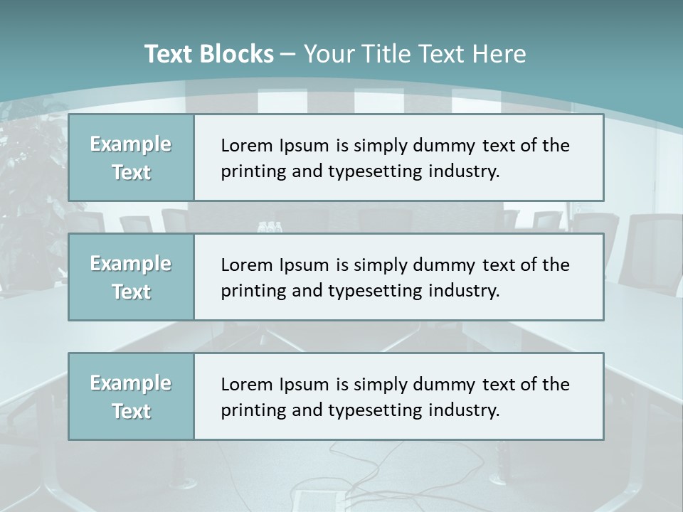 A Conference Room With A Long Table And Chairs PowerPoint Template