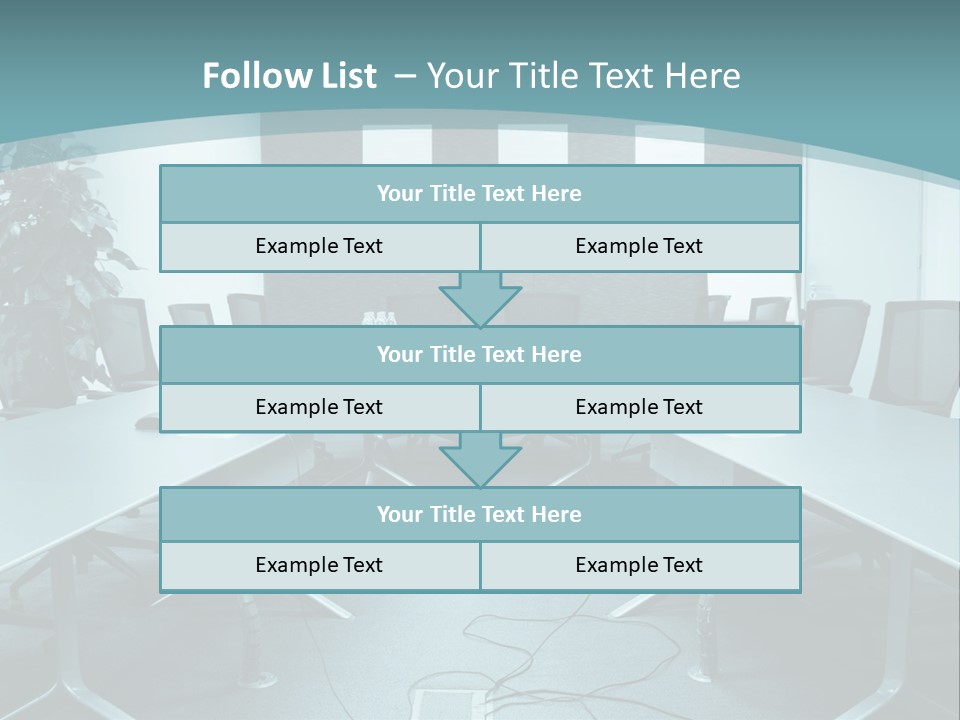 A Conference Room With A Long Table And Chairs PowerPoint Template