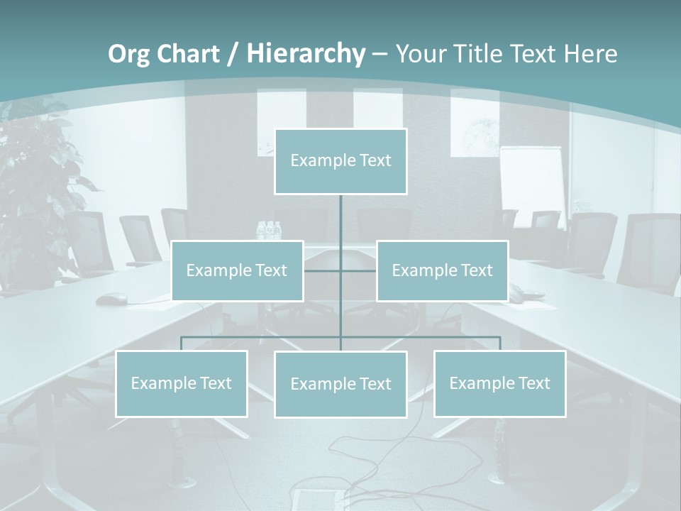 A Conference Room With A Long Table And Chairs PowerPoint Template