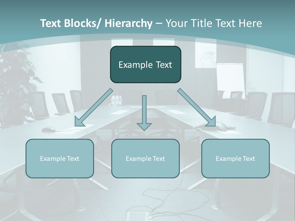 A Conference Room With A Long Table And Chairs PowerPoint Template