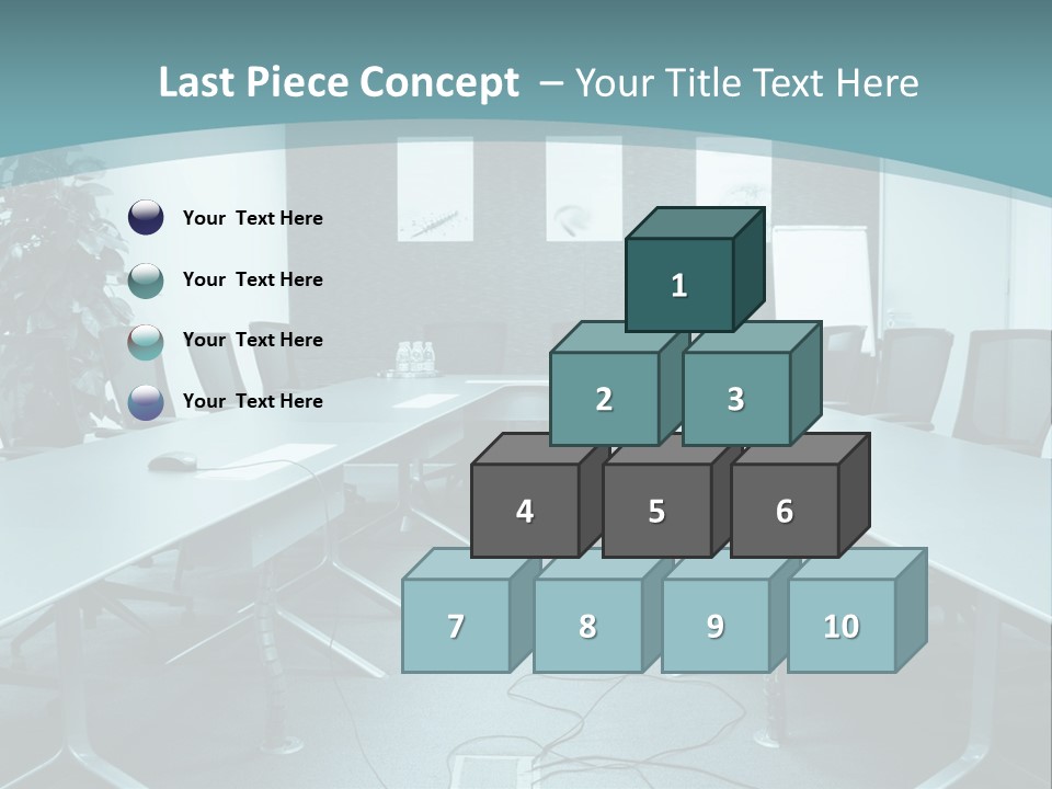 A Conference Room With A Long Table And Chairs PowerPoint Template