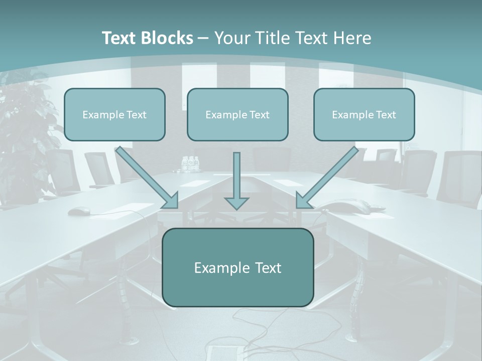A Conference Room With A Long Table And Chairs PowerPoint Template