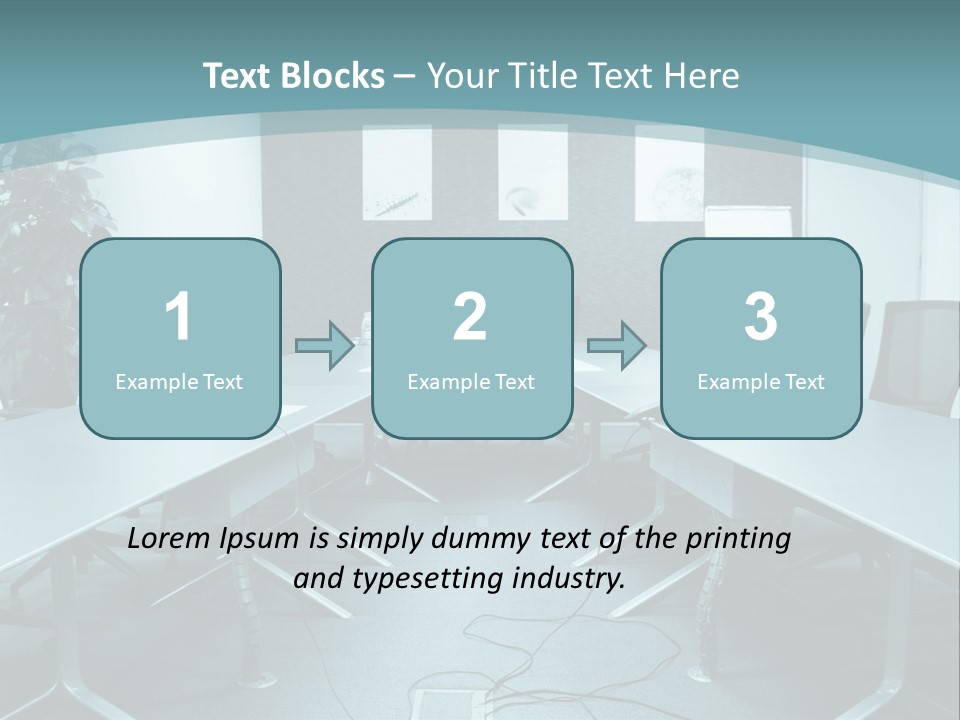A Conference Room With A Long Table And Chairs PowerPoint Template