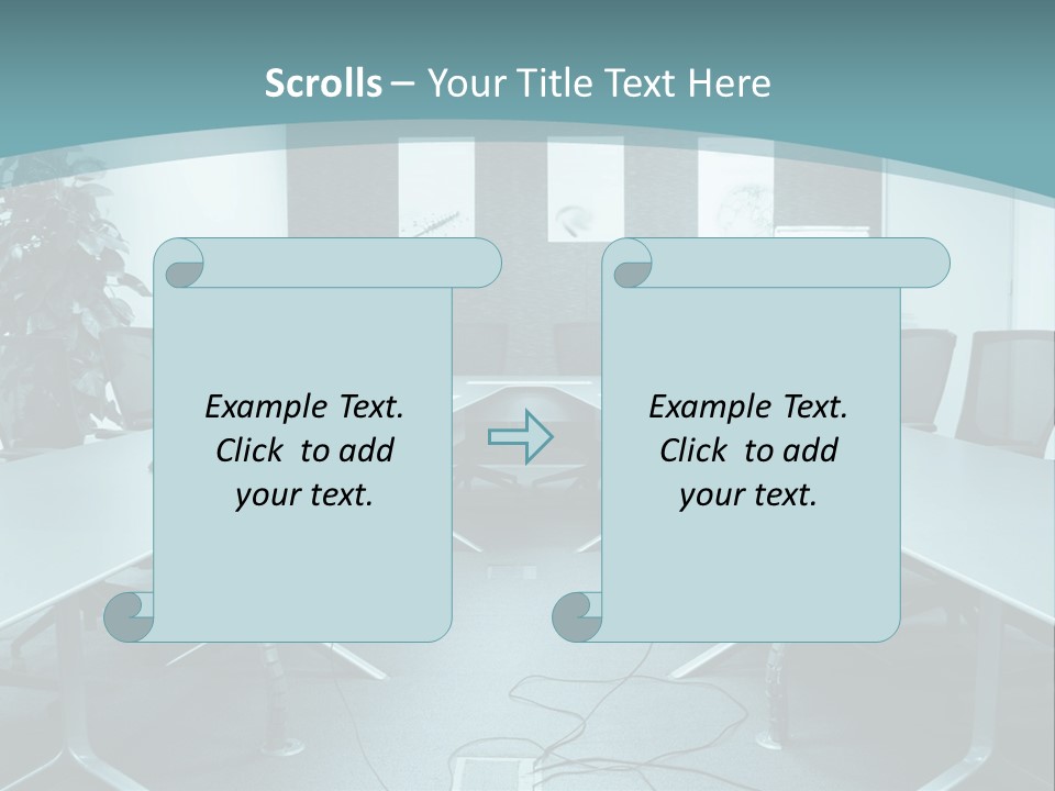 A Conference Room With A Long Table And Chairs PowerPoint Template