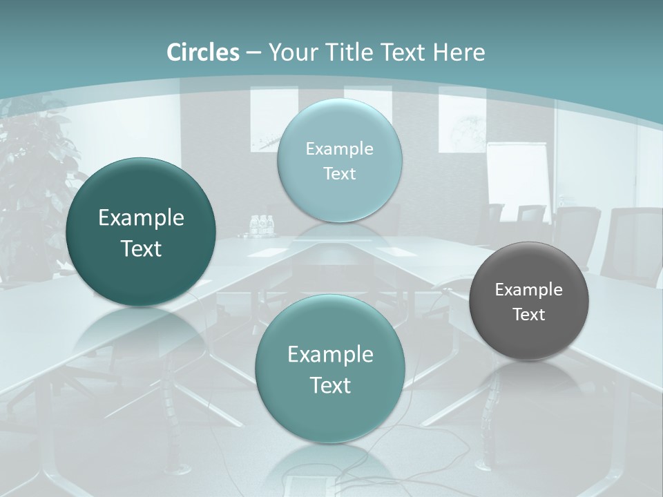 A Conference Room With A Long Table And Chairs PowerPoint Template