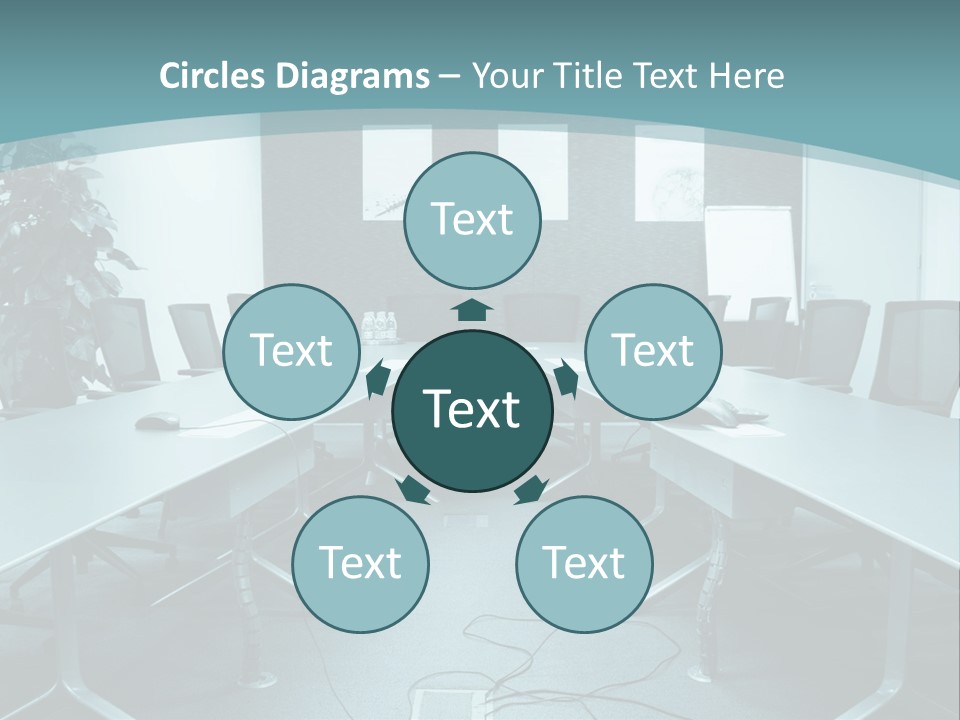 A Conference Room With A Long Table And Chairs PowerPoint Template