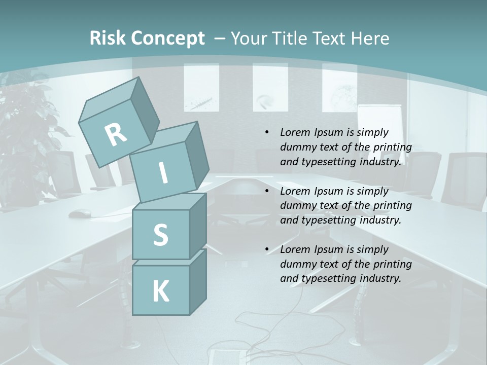 A Conference Room With A Long Table And Chairs PowerPoint Template