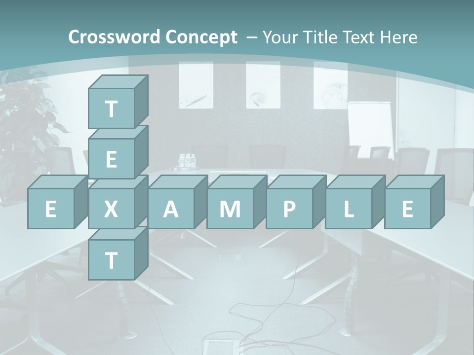 A Conference Room With A Long Table And Chairs PowerPoint Template