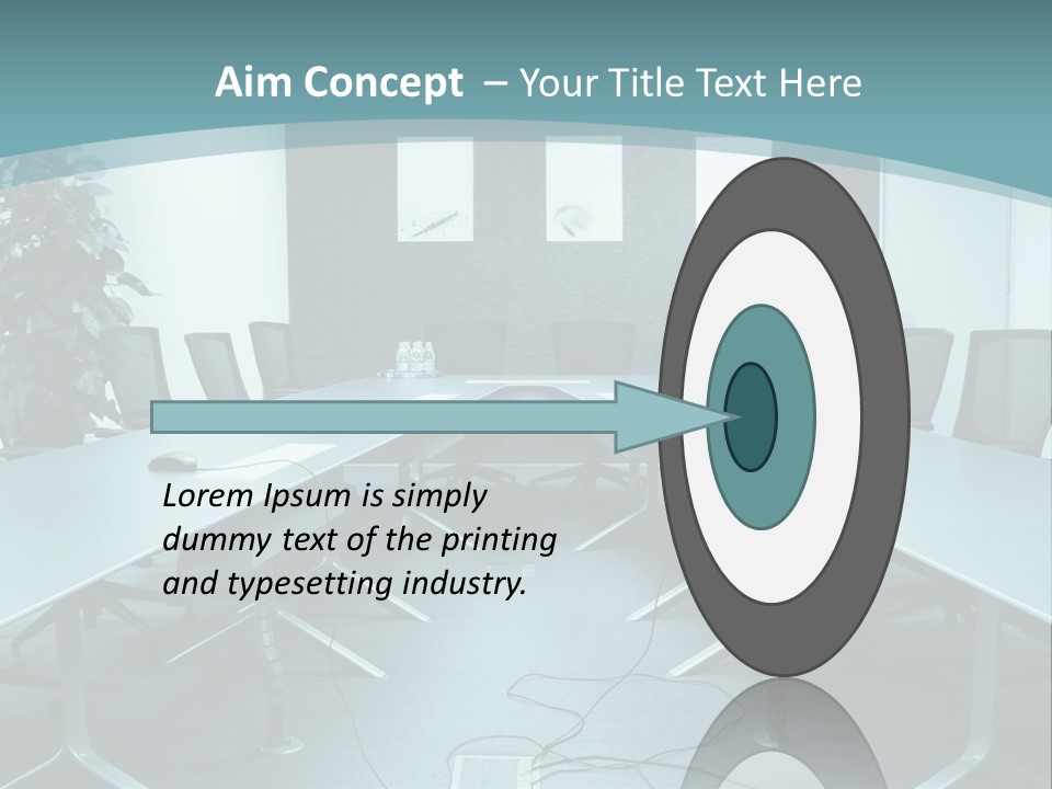 A Conference Room With A Long Table And Chairs PowerPoint Template