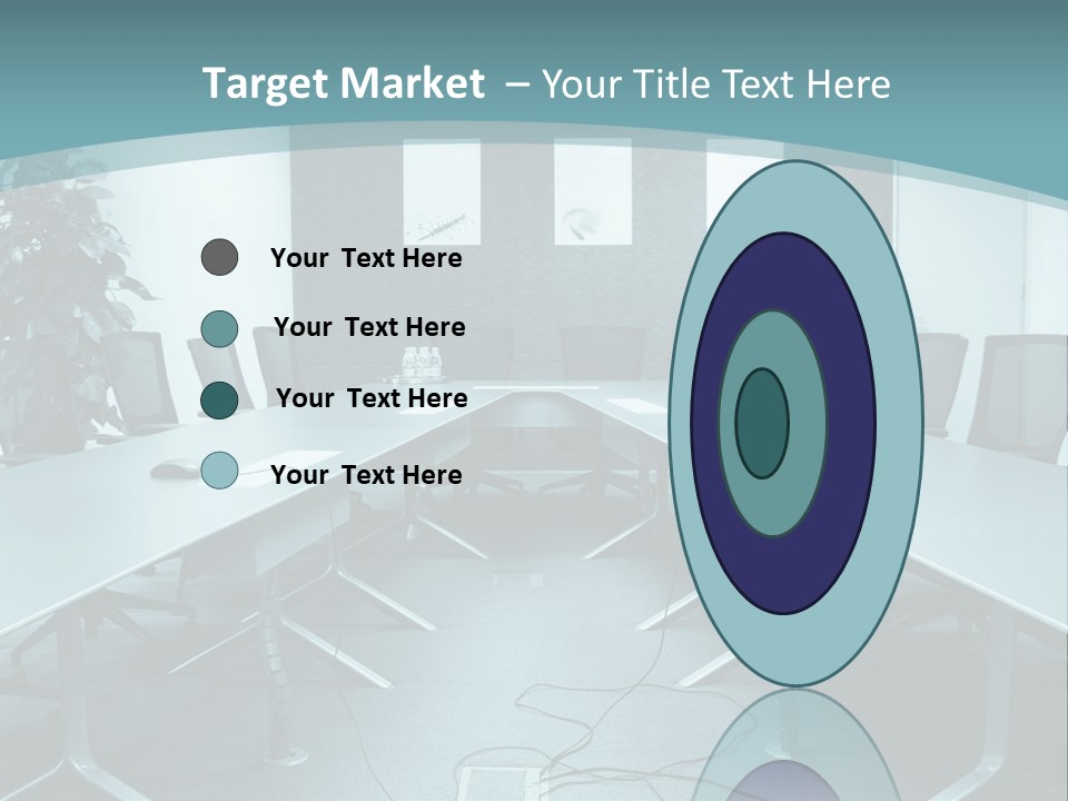 A Conference Room With A Long Table And Chairs PowerPoint Template