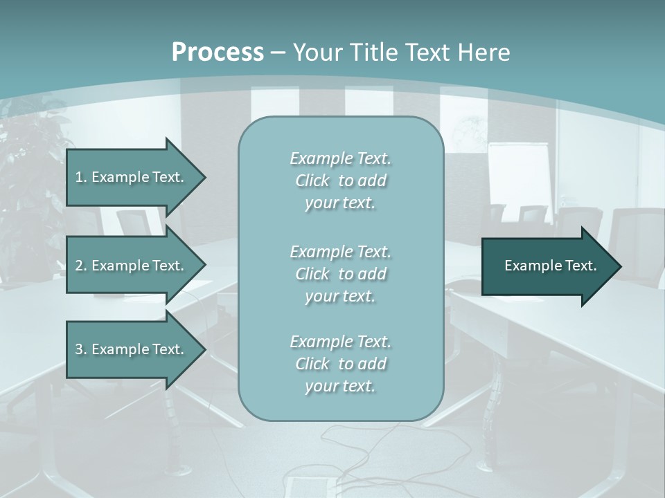 A Conference Room With A Long Table And Chairs PowerPoint Template