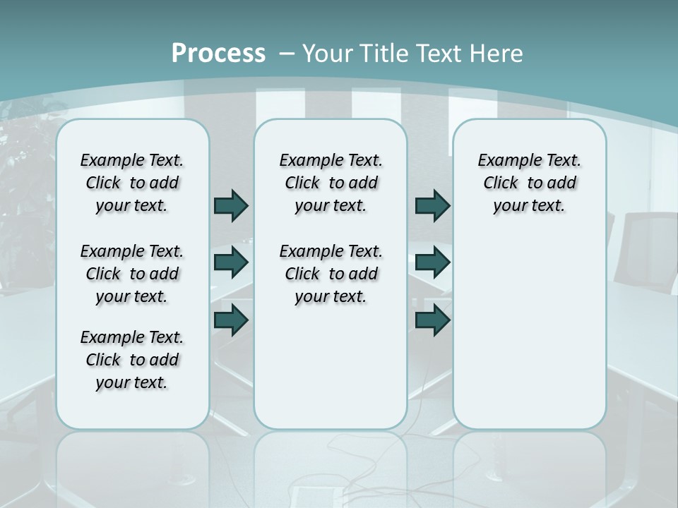 A Conference Room With A Long Table And Chairs PowerPoint Template