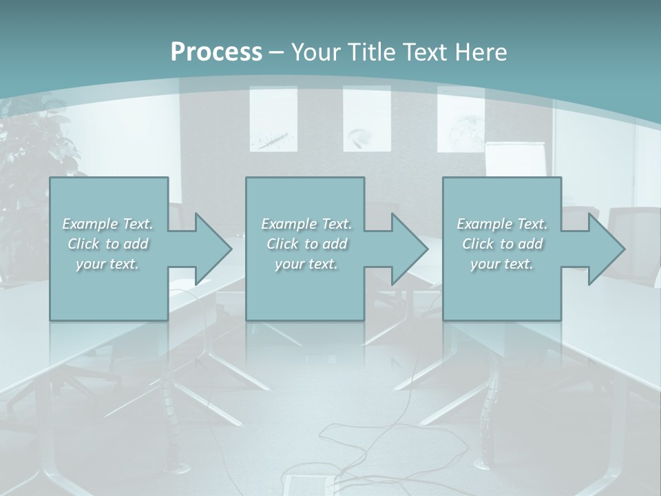 A Conference Room With A Long Table And Chairs PowerPoint Template