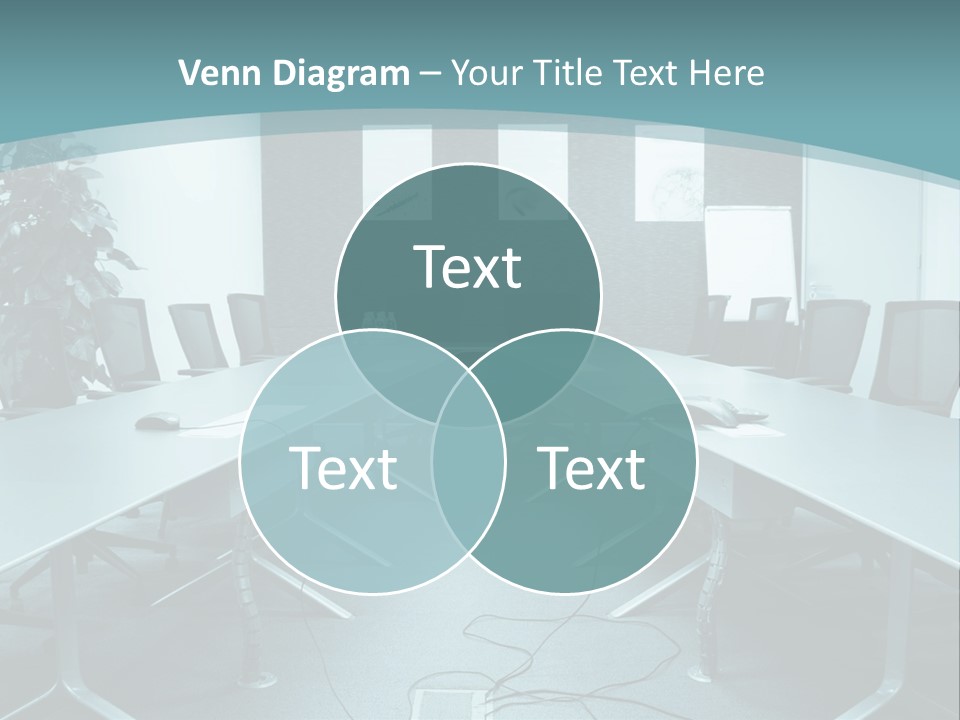 A Conference Room With A Long Table And Chairs PowerPoint Template