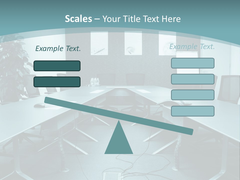 A Conference Room With A Long Table And Chairs PowerPoint Template