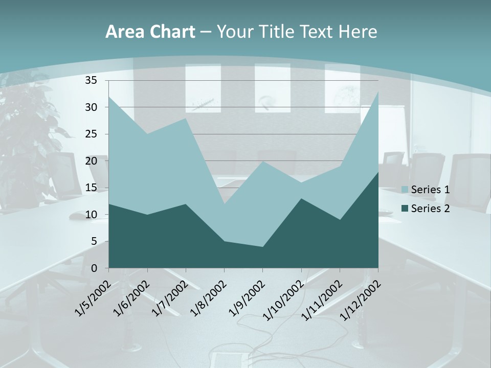 A Conference Room With A Long Table And Chairs PowerPoint Template